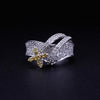 Aurora Pavé Diamond Crossover Ring in 14K White Gold with Yellow & White Diamond