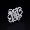 Art Deco Style Diamond Filigree Cocktail Ring in 14K White Gold