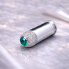Modern White Gold Bullet Pendant with Pavé Diamonds & Emerald