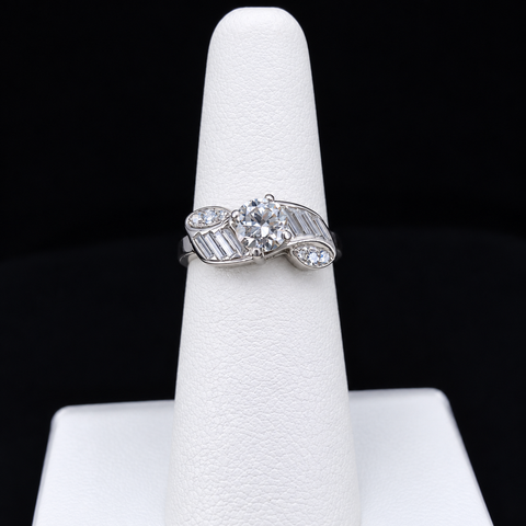 Custom Round Brilliant Engagement Ring in Platinum, Center 0.95ct