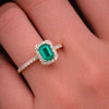 Custom Made 14K Yellow Gold Ring with Diamond  & Columbian Emerald 6.5