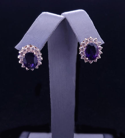 Custome Made Amethyst & Diamond Earrings