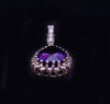 Custom Made Amethyst & Diamond Pendant in 14K Yellow Gold