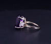 Custome Made Amethyst & Diamond Ring in 14K Yellow Gold
