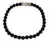Spiritual Beads Bracelet Sterling Silver with Black Beads, 6mm