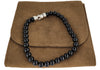 Spiritual Beads Bracelet Sterling Silver with Black Beads, 6mm