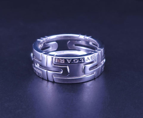 Bvlgari Parentesi Ring in 18K White Gold Size 7.5