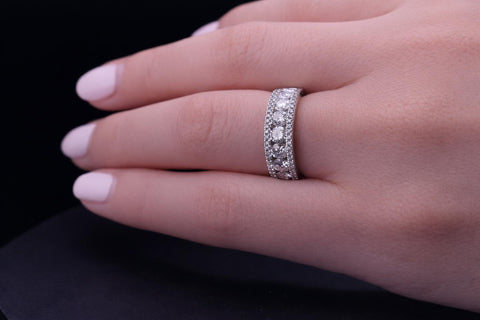 Women's Diamond Band Ring in 18K White Gold Size 6.5