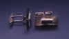 Men's 14K Yellow Gold Cufflinks with 1ct Dark Blue Sapphire Baguette