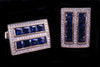 Sapphire Diamond Cufflink Stud Set 14Karat Gold