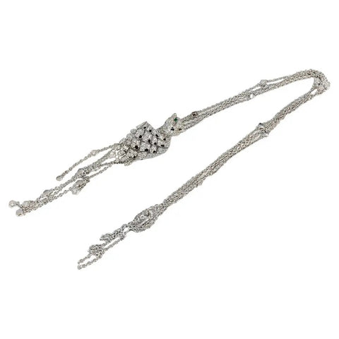 Diamond Panther Necklace in White Gold