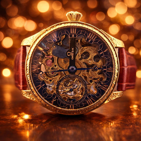 Gold plated Vintage Skeleton Men's Omega Watch