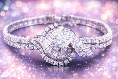 Ladies Vintage Watch Bracelet in Platinum with Diamonds