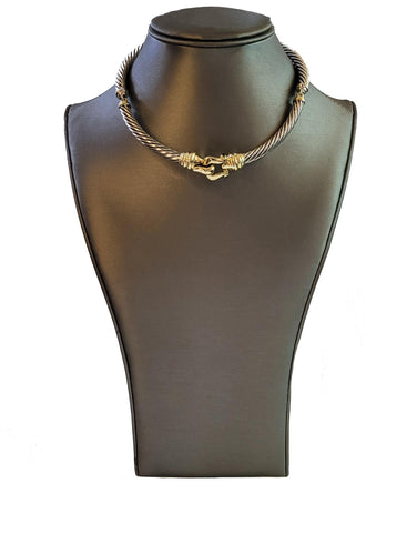 David Yurman  Classic cable Buckle Chocker Necklace , Silver 925 & 14K Yellow Go