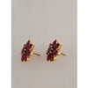 Flower Shape  Natural/Genuine Burmese Rubies Earrings in 18K Yellow Gold