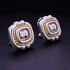 Tiffany & Co VINTAGE RARE Silver 18K Gold Rope Square Earrings