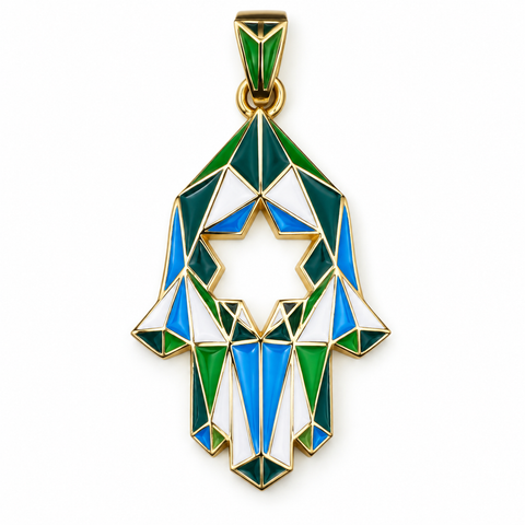 Custom Made Hamza Pendant in 14K Yellow Gold - We Have 9 Different Colors