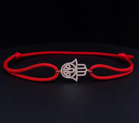 Hamza String Bracelet in 14K Yellow Gold with Diamonds