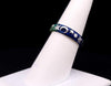 VINTAGE 18K HIDALGO DIAMOND MOON STARS BLUE ENAMEL WEDDING BAND RING