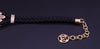 Black Leather Bracelet with 18K Yellow Gold Diamond Hamsa & Turquoise