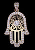 Custome Made Hamza  Pendant in 14K Yellow Gold with Diamonds