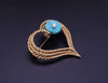 Tiffany & Co. Schlumberger 18k Gold  Heart Brooch Turquoise Flower