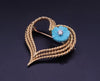 Tiffany & Co. Schlumberger 18k Gold  Heart Brooch Turquoise Flower