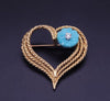 Tiffany & Co. Schlumberger 18k Gold  Heart Brooch Turquoise Flower