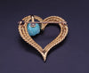 Tiffany & Co. Schlumberger 18k Gold  Heart Brooch Turquoise Flower