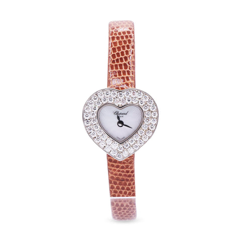 Chopard Heart 18K White Gold Mother of Pearl Diamonds 5275 Ladie's watch Crown Jewelers
