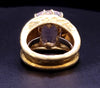 Kunzite Stone David Webb Ring in 18K Yellow Gold & White Enamel Size 9