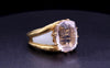 Kunzite Stone David Webb Ring in 18K Yellow Gold & White Enamel Size 9
