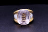 Kunzite Stone David Webb Ring in 18K Yellow Gold & White Enamel Size 9