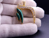 Custome made HI Pendant 18K Yellow Gold with Diamonds and Malachite