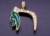 Custome made HI Pendant 18K Yellow Gold with Diamonds and Malachite