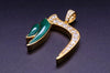Custome made HI Pendant 18K Yellow Gold with Diamonds and Malachite