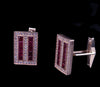 Ruby Diamond Cufflink Stud Set 14 Karat Gold