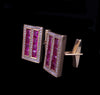 Ruby Diamond Cufflink Stud Set 14 Karat Gold