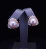 Clip On Earrinsg With Pearl in 14K Yellow Gold & Diamonds