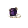 Amethyst and Diamond Engagement Ring in 18K White Gold