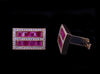 Ruby Diamond Cufflink Stud Set 14Karat Gold