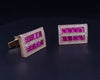 Ruby Diamond Cufflink Stud Set 14Karat Gold