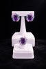 Elegant Amethyst Cluster Ring and Earrings Set with Multi-Gemstone Floral Design