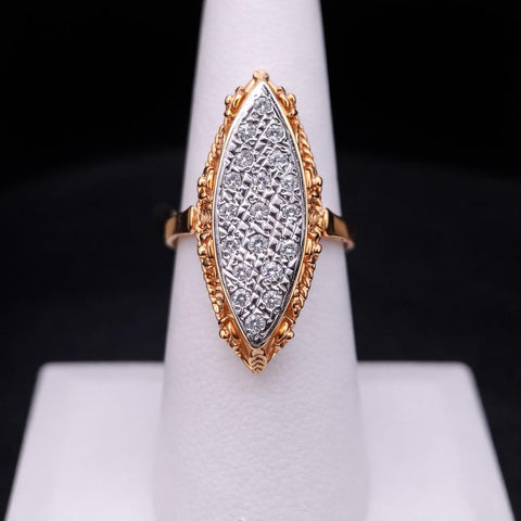 Russian Ring in 14K yellow Gold with Diamonds Size 7
