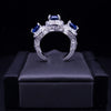 Custome Made 14K White Gold Ring With Blue Sapphire and Diamonds