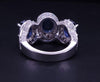 Custome Made 14K White Gold Ring With Blue Sapphire and Diamonds
