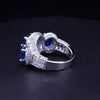 Custome Made 14K White Gold Ring With Blue Sapphire and Diamonds