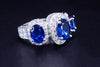 Custome Made 14K White Gold Ring With Blue Sapphire and Diamonds