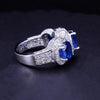 Custome Made 14K White Gold Ring With Blue Sapphire and Diamonds