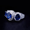 Custome Made 14K White Gold Ring With Blue Sapphire and Diamonds
